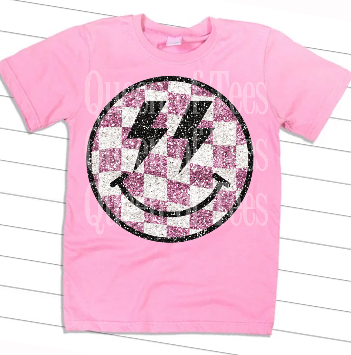 Checkered Smiley DTF Print