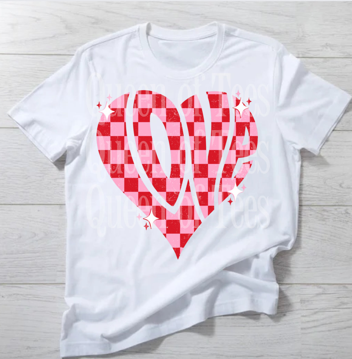 Checkered Love DTF Print