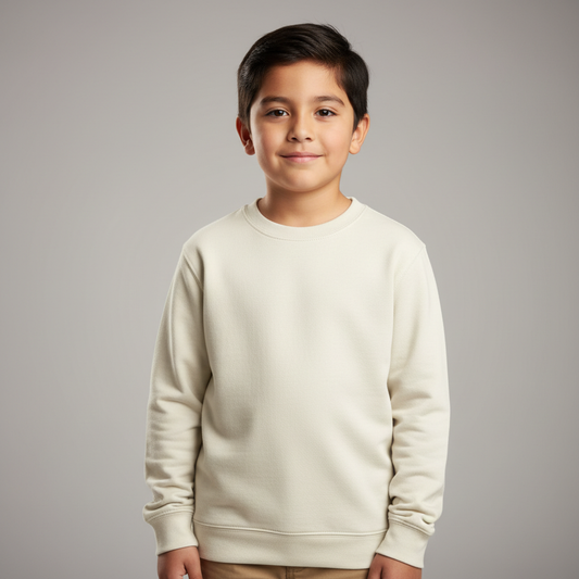 Mexican kid in blank crewneck sweatshirt