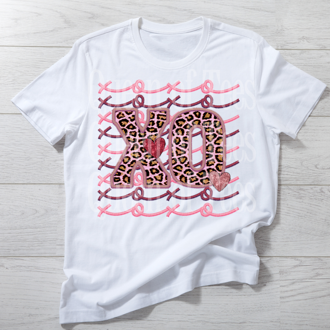 XO Leopard Faux Embroidery DTF Print